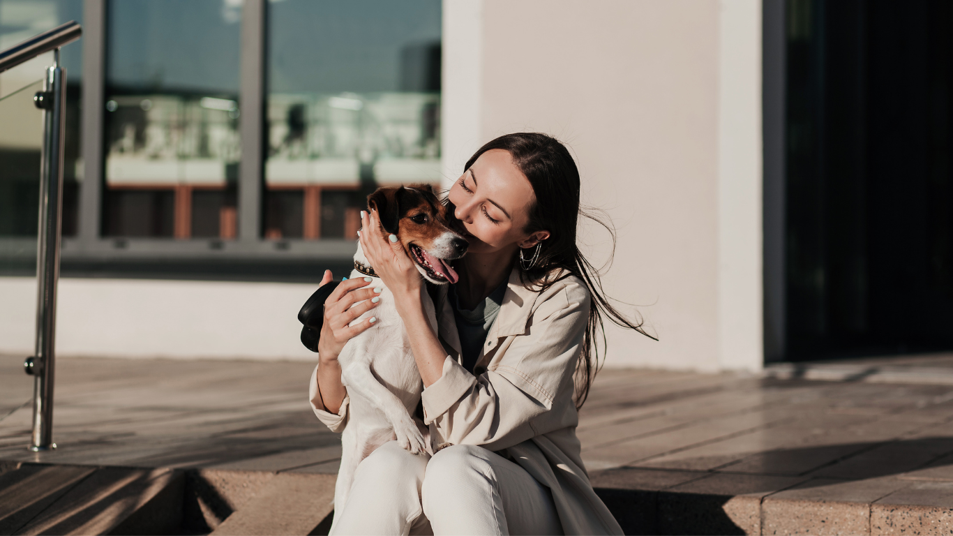 An image featuring a concerned pet owner looking at a flyer with 'Lost Pet Finder: Bringing Your Beloved Pet Home Safely!' written on it, highlighting resources and tips for reuniting lost pets with their owners.